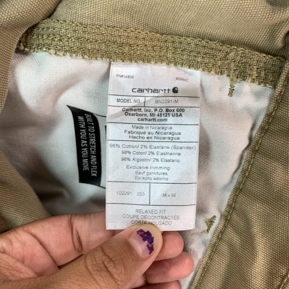Carhartt Rugged Flex Relaxed Fit Carpenter Pants Mens 38x32 Beige Canvas Stretch - Picture 8 of 16